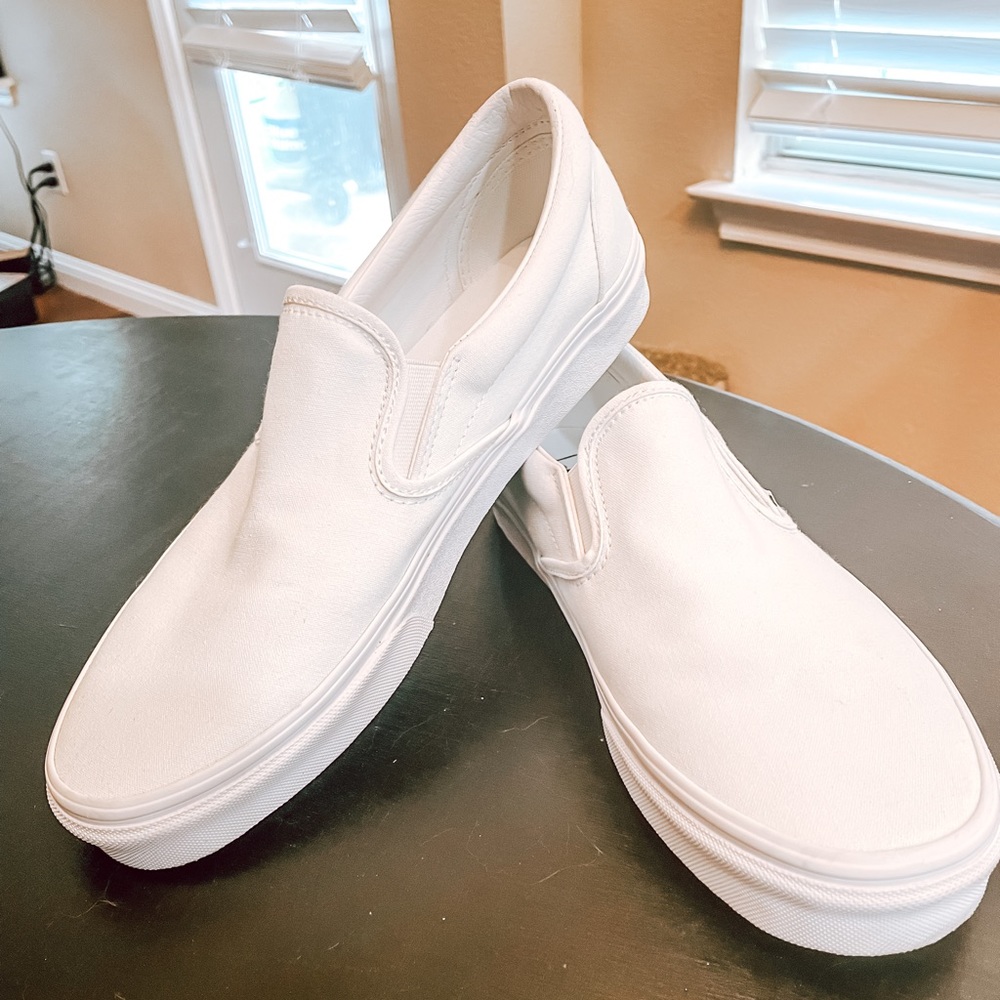 White Slip-On Vans